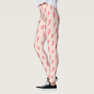 Pink Lightning Bolt Pattern Leggings
