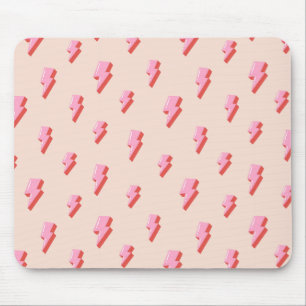Pink Lightning Bolt Pattern Mouse Mat
