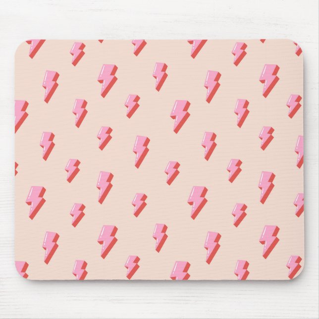 Pink Lightning Bolt Pattern Mouse Mat (Front)