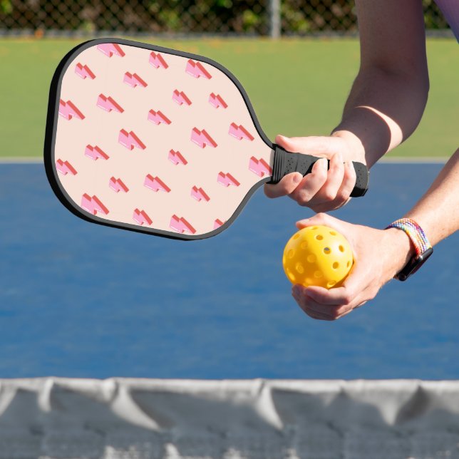 Pink Lightning Bolt Pattern Pickleball Paddle (Insitu)