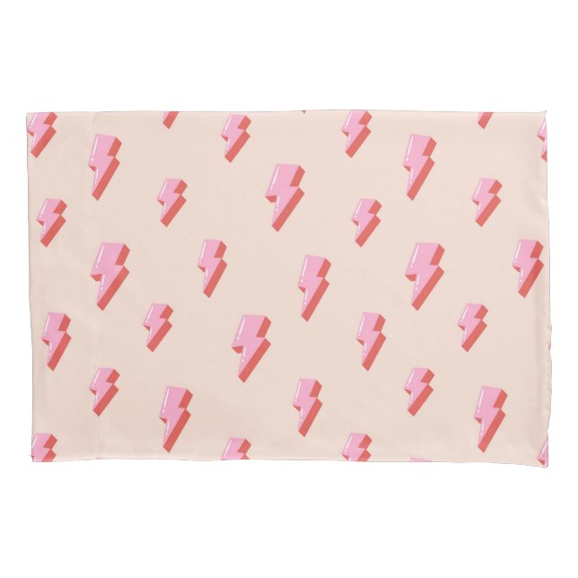 Pink Lightning Bolt Pattern Pillowcase (Front-Left)