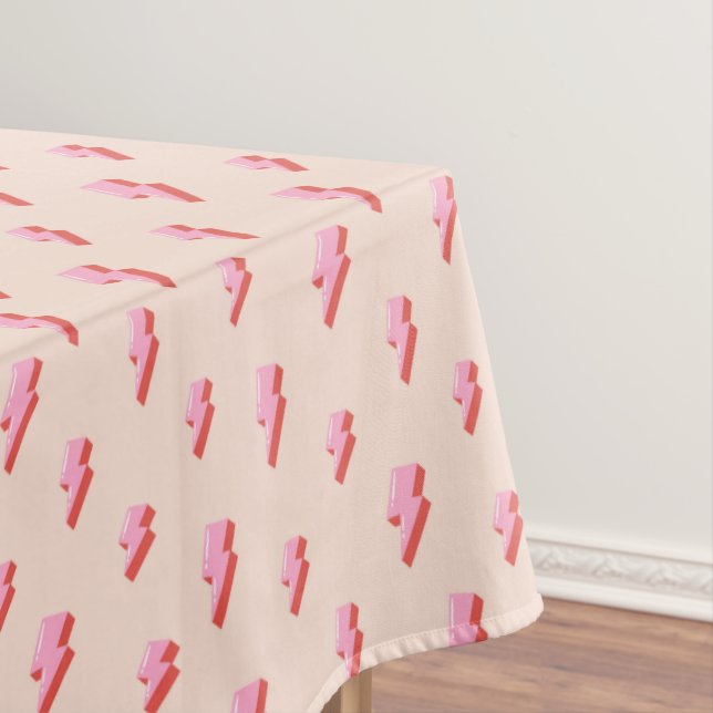 Pink Lightning Bolt Pattern Tablecloth (In Situ)
