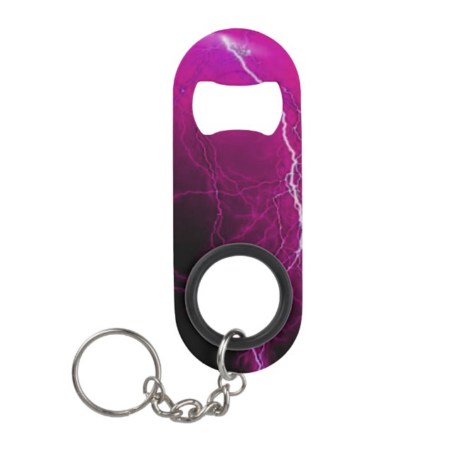 Pink Lightning Bottle Opener Keychain (Front)