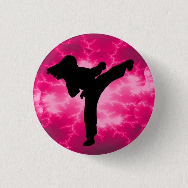 Pink Lightning Lady Button (Front)