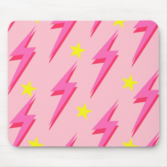 Pink Lightning Mouse Pad for Trendy Desk Decor (Front)