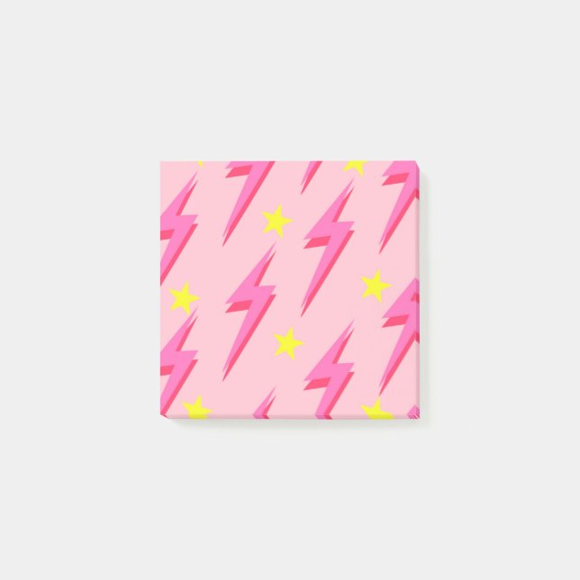 Pink Lightning Post-it Notes Stylish Organisation (Front)