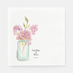 Pink Lilac Blossom Mason Jar Wedding Napkin