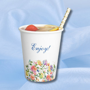 Pink Lilac Bright Floral Bridal Shower Paper Cups