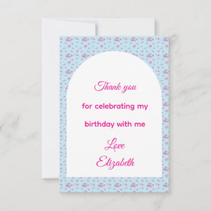 Pink lilac buds pattern Happy Birthday party Thank You Card