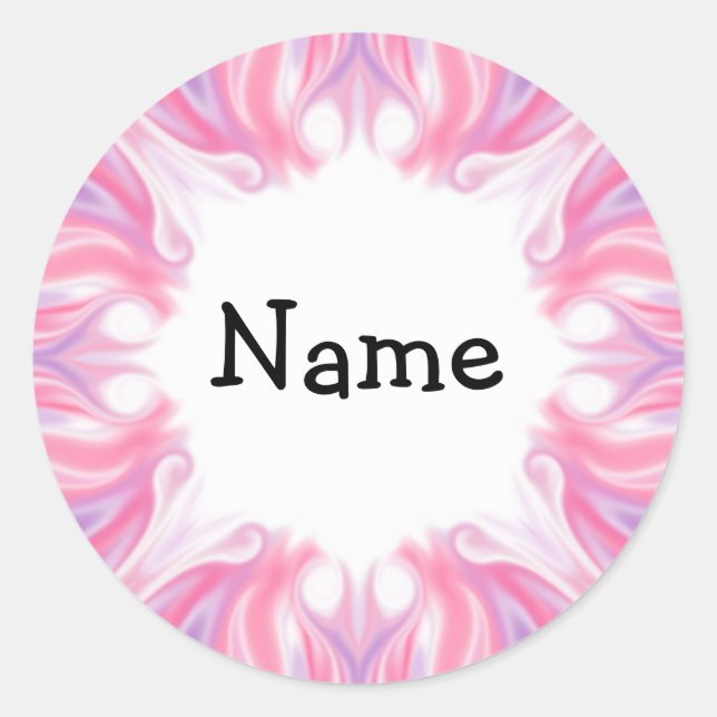 Pink & Lilac Design Classic Round Sticker (Front)