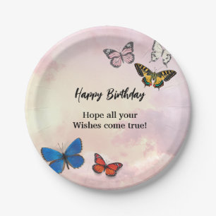 Pink Lilac Dreamy Ripped Butterfly Paper Plate