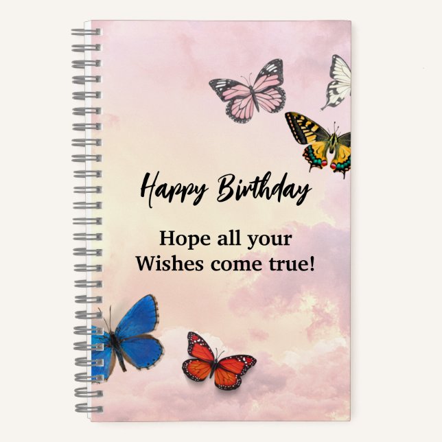 Pink Lilac Dreamy Ripped Butterfly Spiral Notebook (Front)