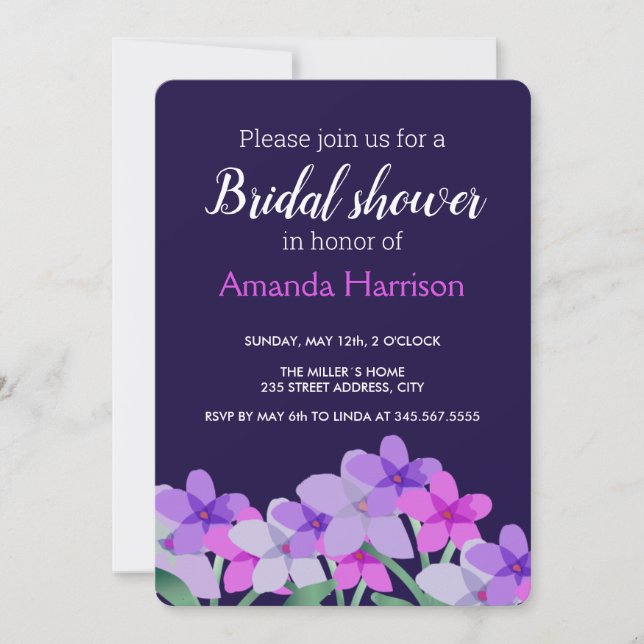 Pink Lilac Floral Bridal Shower Personalised Save The Date (Front)
