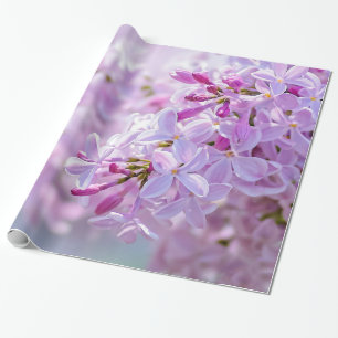 Pink lilac flowers wrapping paper