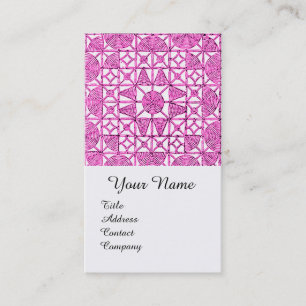 PINK LILAC GEOMETRIC LACE GEMSTONE MONOGRAM BUSINESS CARD
