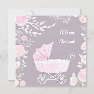 Pink Lilac New Arrival Pretty Pram Cute Baby Card