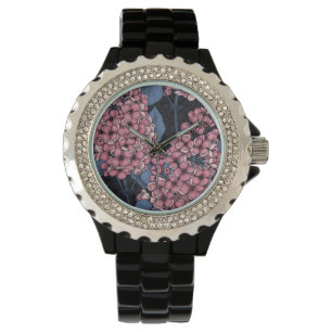 Pink lilac on dark blue watch