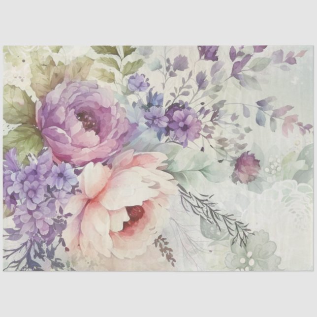 Pink Lilac Purple Peonies Wedding Shower  Tissue Tissue Paper (Front)