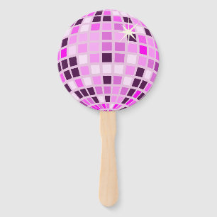 Pink Lilac Purple Retro Modern Disco Ball  Hand Fan