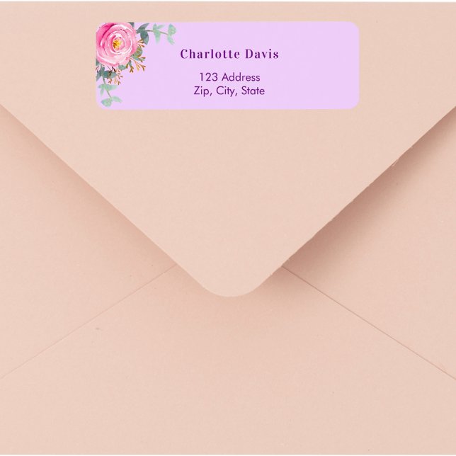 Pink lilac rose floral greenery return address  (Creator Uploaded)