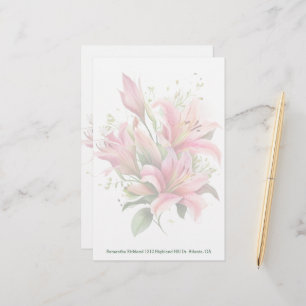 Pink Lilies Custom Stationery