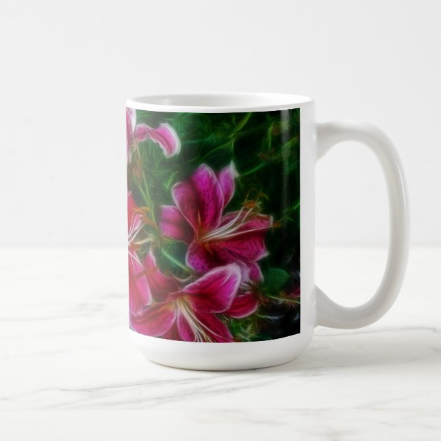 Pink Lilies Impressionist Floral Painting Art Coffee Mug (Right)