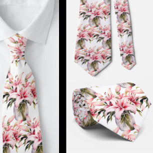 Pink Lilies in Vase Tie