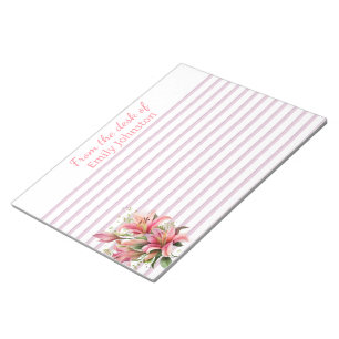 Pink Lilies Lined Notepad