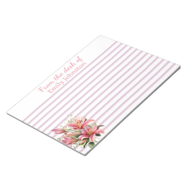 Pink Lilies Lined Notepad (Angled)