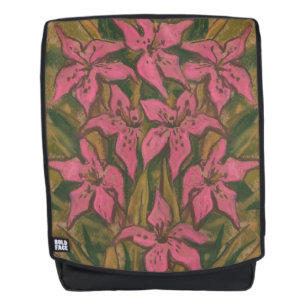 Pink Lilies, pastel painting, flowers, floral art Backpack