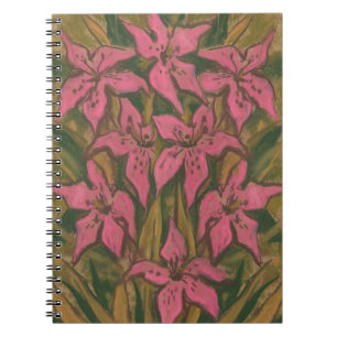 Pink Lilies, pastel painting, flowers, floral art Notebook