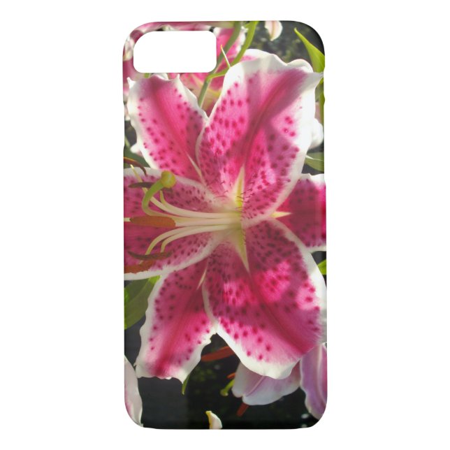 Pink lilies pink tropical flowers pink floral Case-Mate iPhone case (Back)