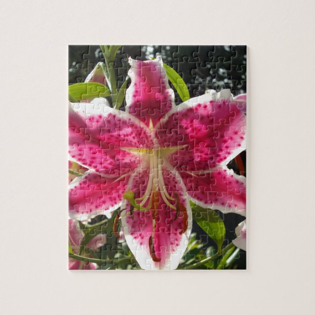 Pink lilies pink tropical flowers pink floral jigsaw puzzle (Vertical)