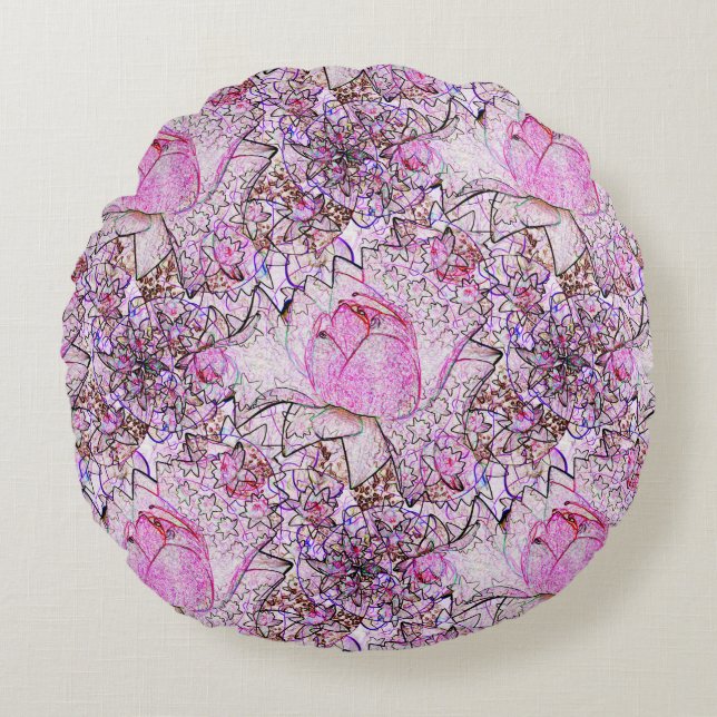 Pink Lilies...... Round Cushion (Front)
