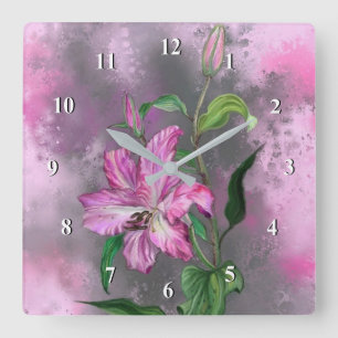 Pink Lilies Wall Clock