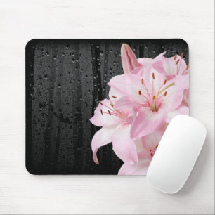 Pink Lilies With Raindrops Mousepad