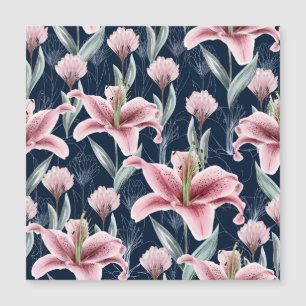 Pink Lilly Flower Seamless Pattern.