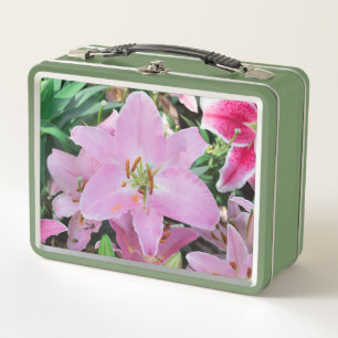 Pink Lilly Flower Sweet smelling Metal Lunch Box