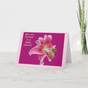 Pink Lily Baby Shower Invitation