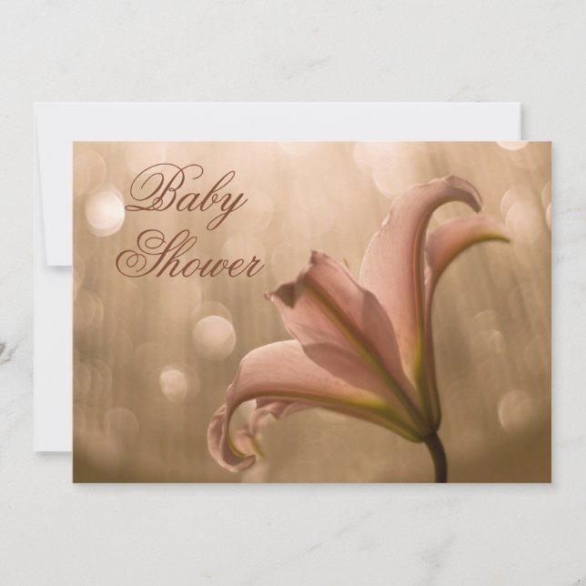 Pink Lily Bokeh Baby Shower Invitation (Front)