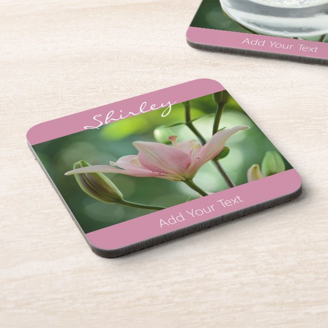 Pink Lily by Shirley Taylor Coaster (Left Side)