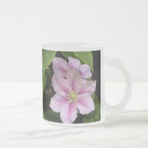 Pink Lily ( Clematis) Frosted Glass Style Coffee Mug