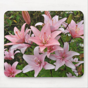 Pink lily floral beauty mouse mat