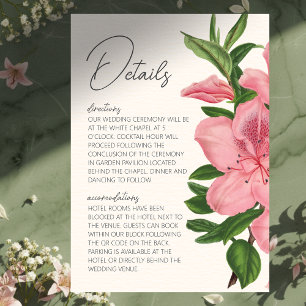 Pink Lily Floral Modern QR Code Wedding Details Enclosure Card