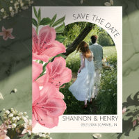 Pink Lily Floral Modern Wedding Save the Date