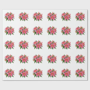 Pink Lily Flower Botanical Floral Art Wrapping Pap Paper