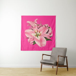 Pink Lily Flower Bouquet Tapestry