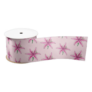 Pink Lily Flower Bridal Baby Shower Floral Garden Satin Ribbon