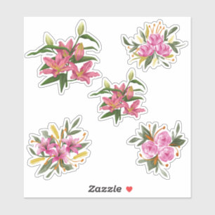 Pink Lily Flower Custom-Cut Vinyl Sticker