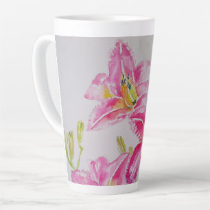 Pink Lily Flower Floral Lilium Watercolor Art Mug